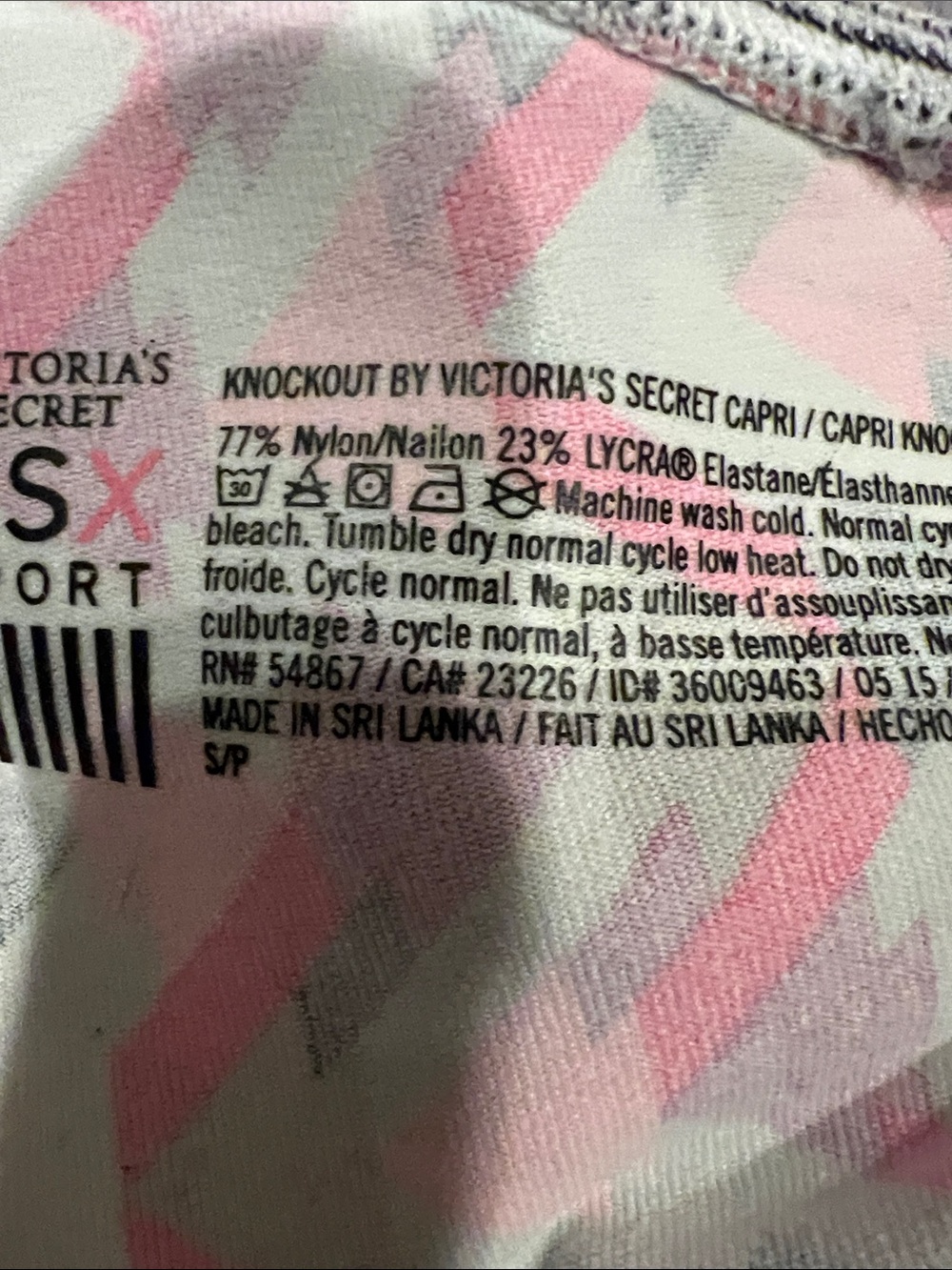 Victoria's Secret Black Capri Leggings with Pink Waistband Detail - Picture 7 of 7